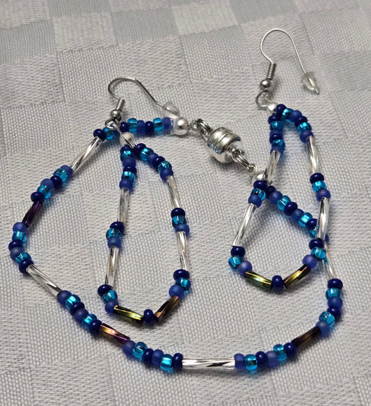 Silver and Blue Earring and Bracelet Set