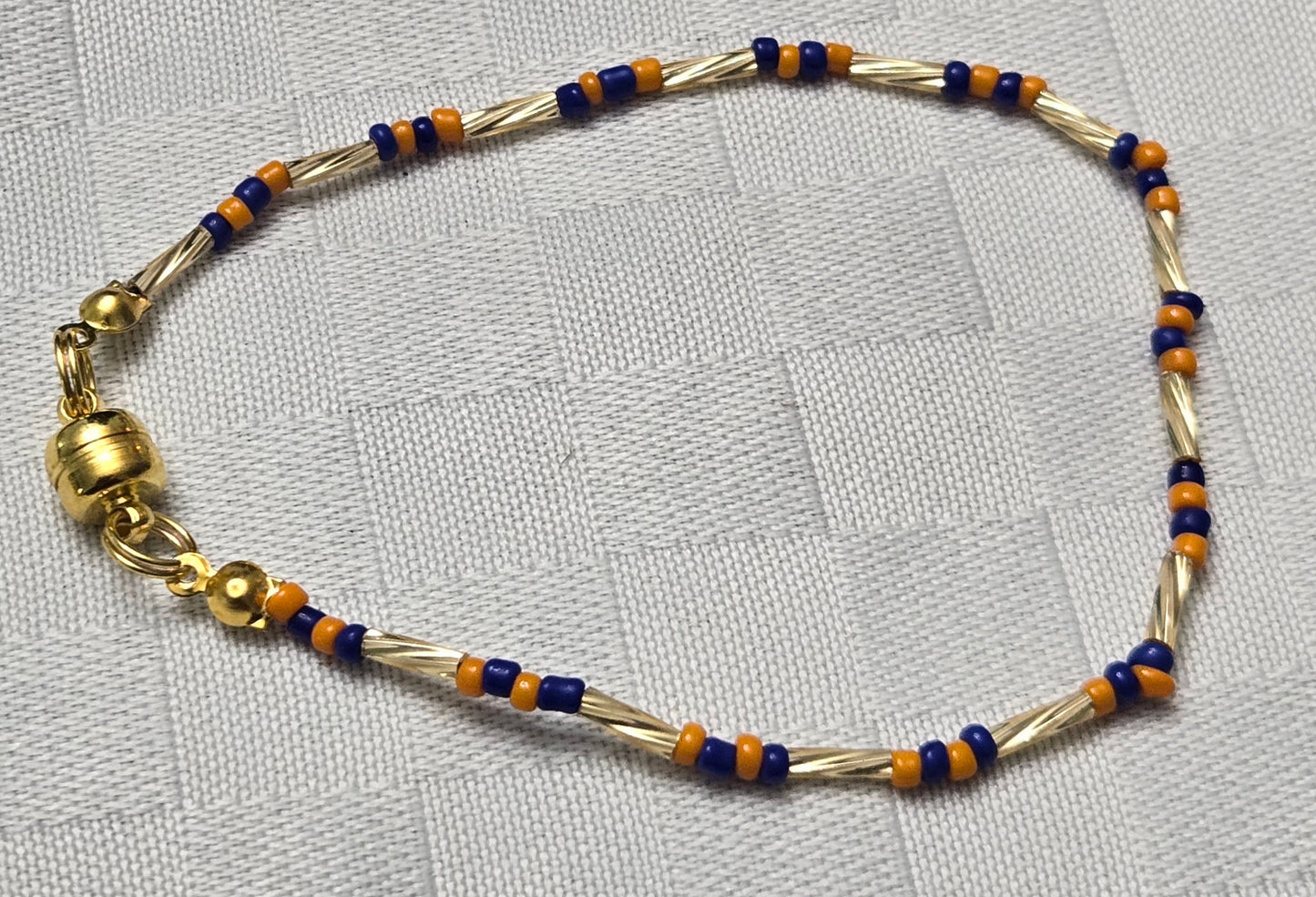 Blue and Orange Earring and Bracelet Set