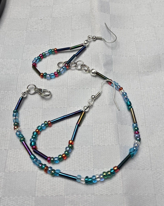 Multi-colored  Earring and Bracelet Set