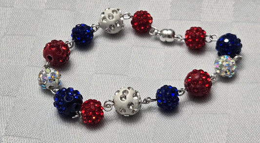 Red, White and Blue Sparkle Bracelet