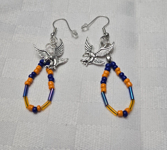 Eagle Orange and Blue Earrings