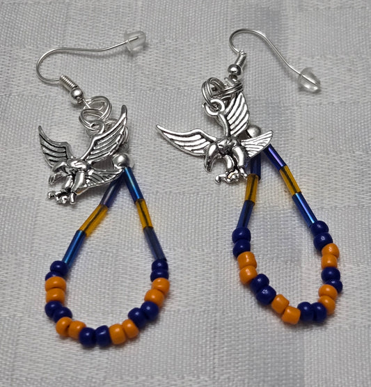 Eagle Blue and Orange Earrings