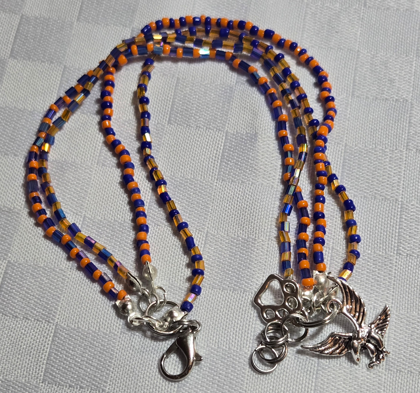 4 Strand Orange and Blue Bracelet