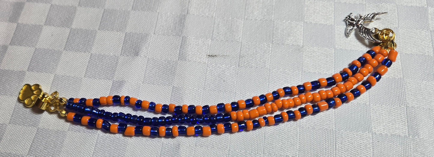 Blue and Orange 3 strand Bracelet