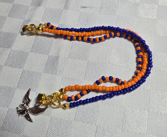 Blue and Orange 3 strand Bracelet