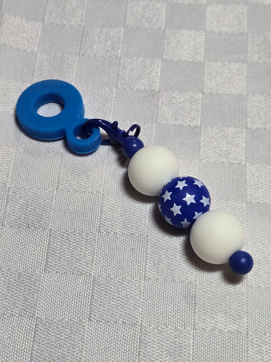 White and Blue Straw charm